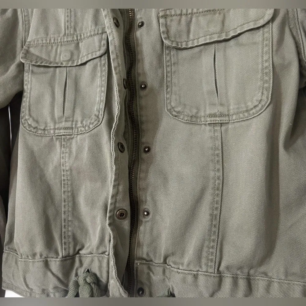 Jeans Green Denim Jacket Size Small | 100% Cotton | Zip & Snap Closure - Image 4