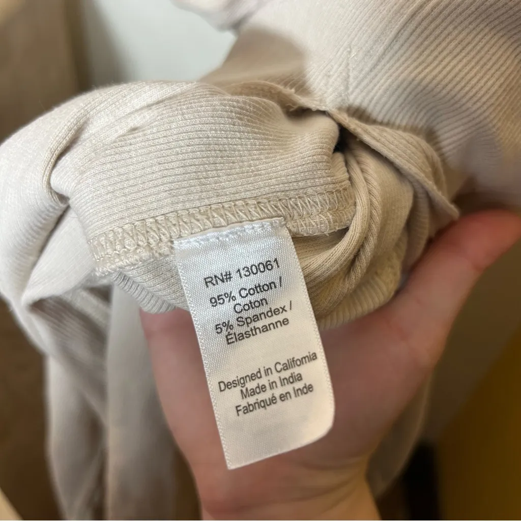 L*Space Vivienne Ribbed Midi Tank Dress Slit Fitted Bodycon Beige Tan Size M - Image 8