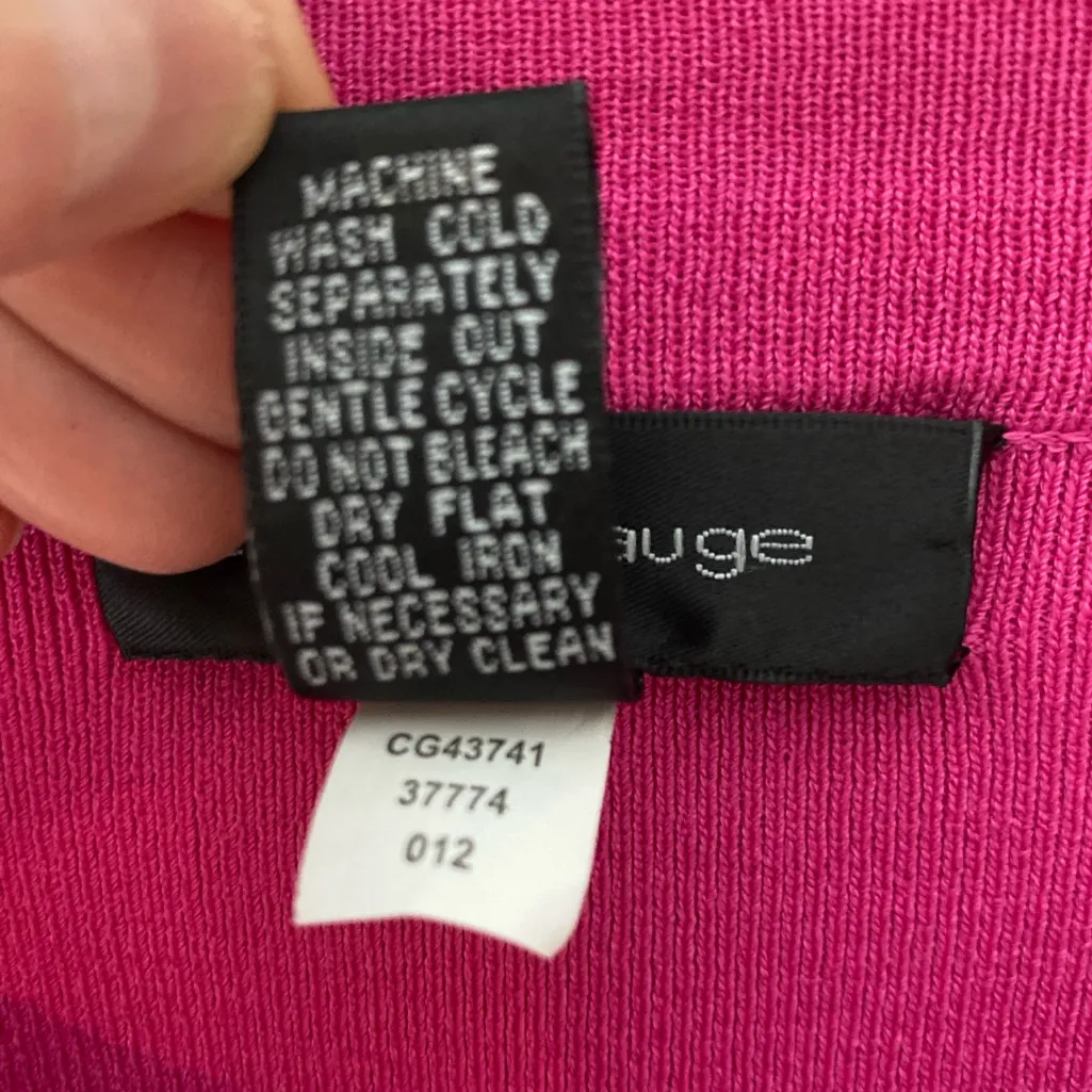 Pink Beaded Embellished Cardigan Sweater Womens Large Open Front Dressy Office - Image 9