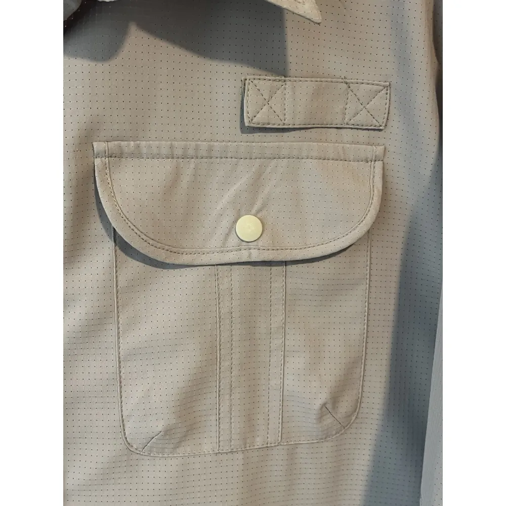 Kaliq Boutiq Hiking Shirt Womens 2XL Beige Button Down Long Sleeve Wicking Mesh Tan Size 2X - Image 7