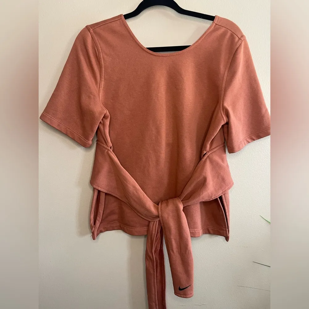 Nike Dri-fit Studio Yoga Wrap V-Neck Rust Top Size L - Image 3