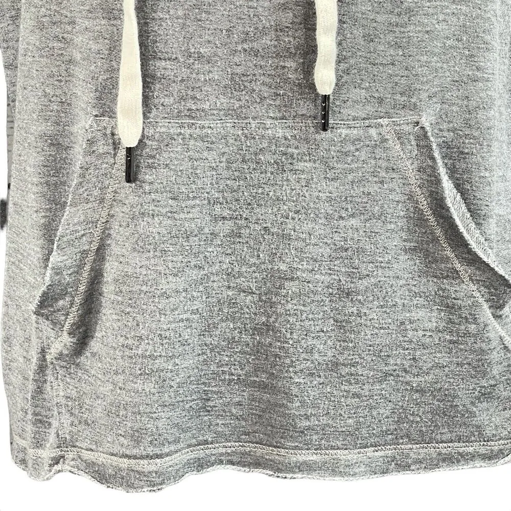 Cloth & Stone Small Hoodie Jacket Raw Hem Long Bell Sleeves Pocket Heather Gray - Image 2
