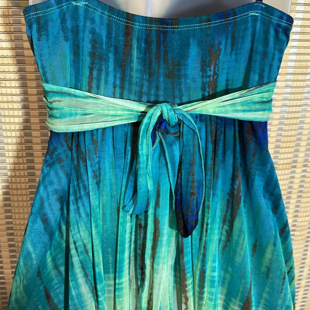 Ruby Rox Y2K Teal Baby Doll Mini Dress or Long Tank Top Empire Waist Medium - Image 12