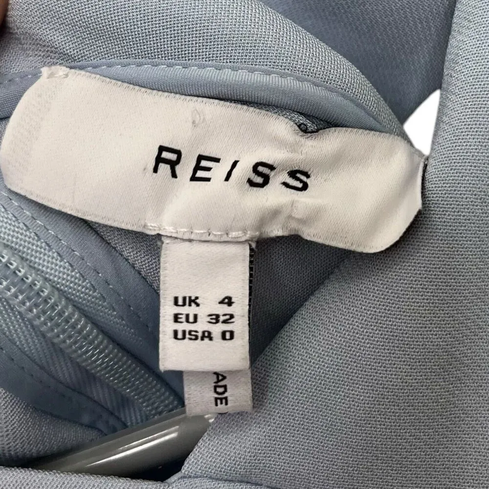 Reiss Paige Pleated Midi Dress Blue Racerback Women’s Size 0 A Line - Image 8
