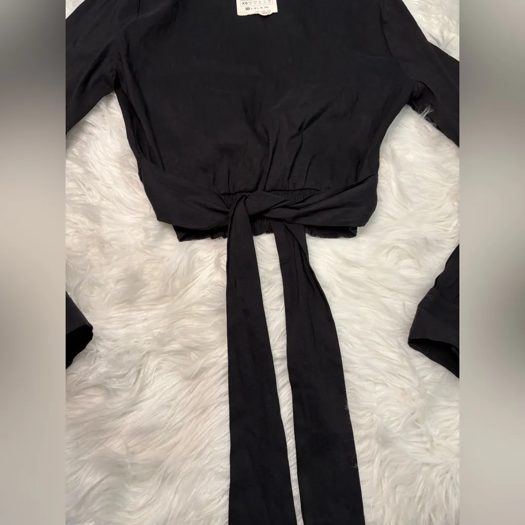 Zara Black Wrap Blouse Size XS - Image 2