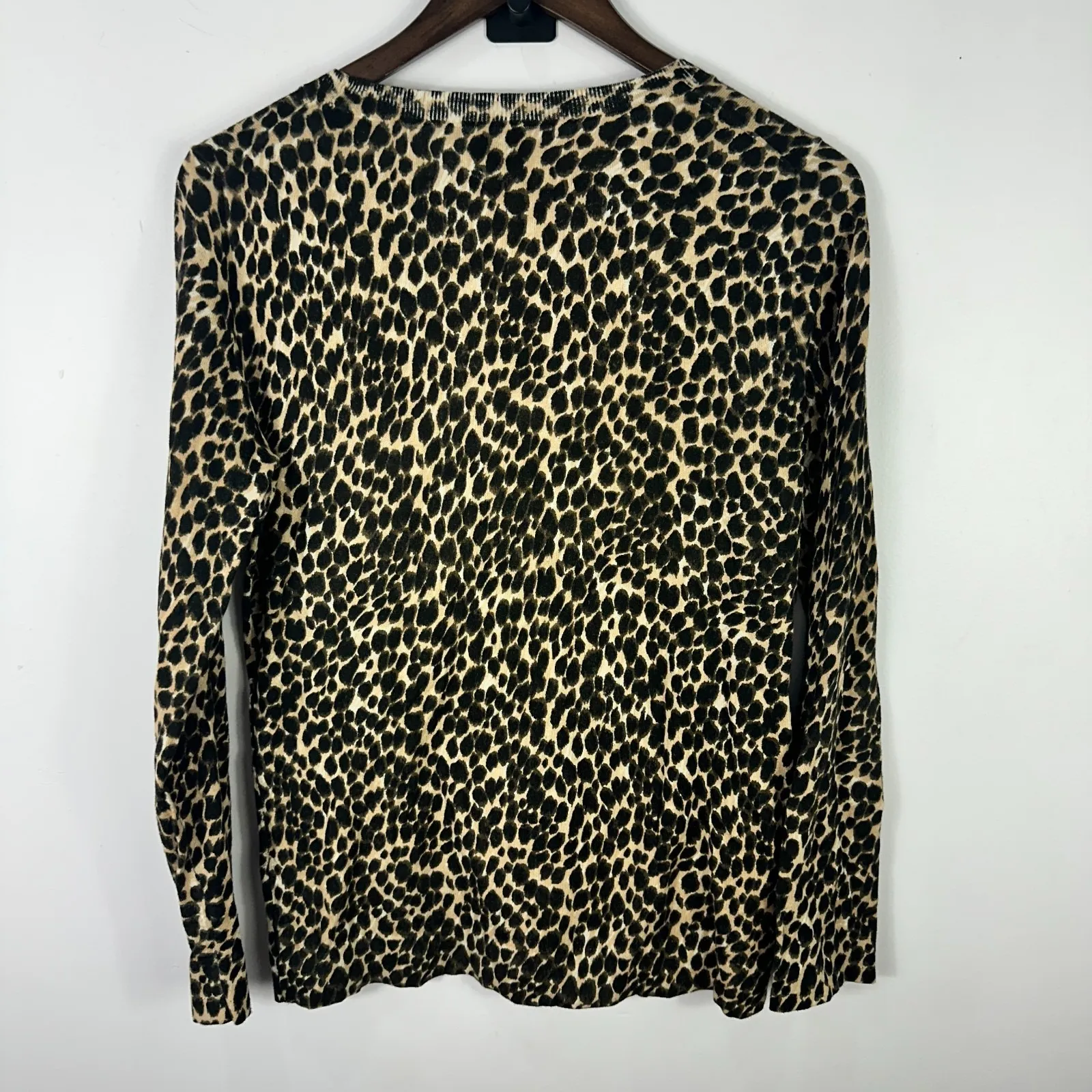 J.Crew Teddie Sweater S Leopard Print Crew‎ Neck Long Sleeve Preppy Quiet Luxury - Image 6
