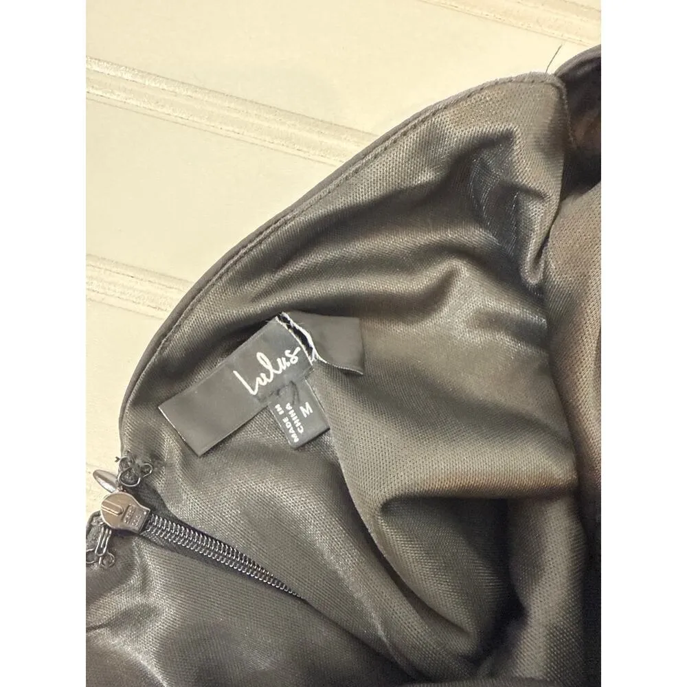 NWOT Lulus Effortlessly Sensational Black Satin Backless Maxi Dress Cut Out Sz M - Image 6