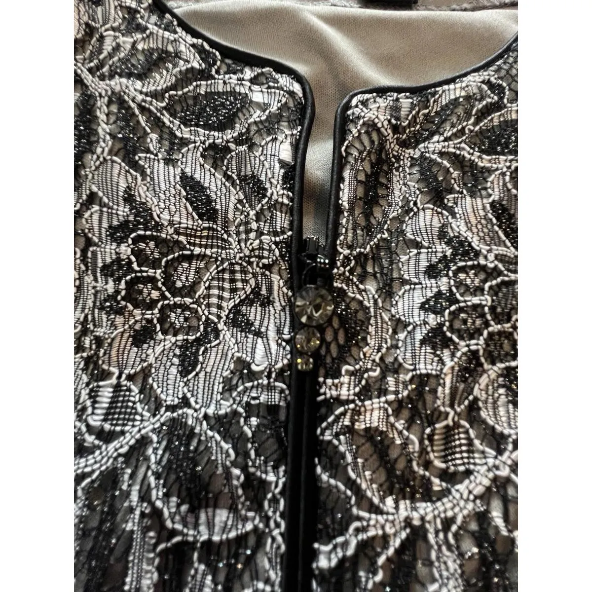 Alex Evenings Lace Jacket Metallic Sparkle Party Career Blazer Size M Regency - Image 13