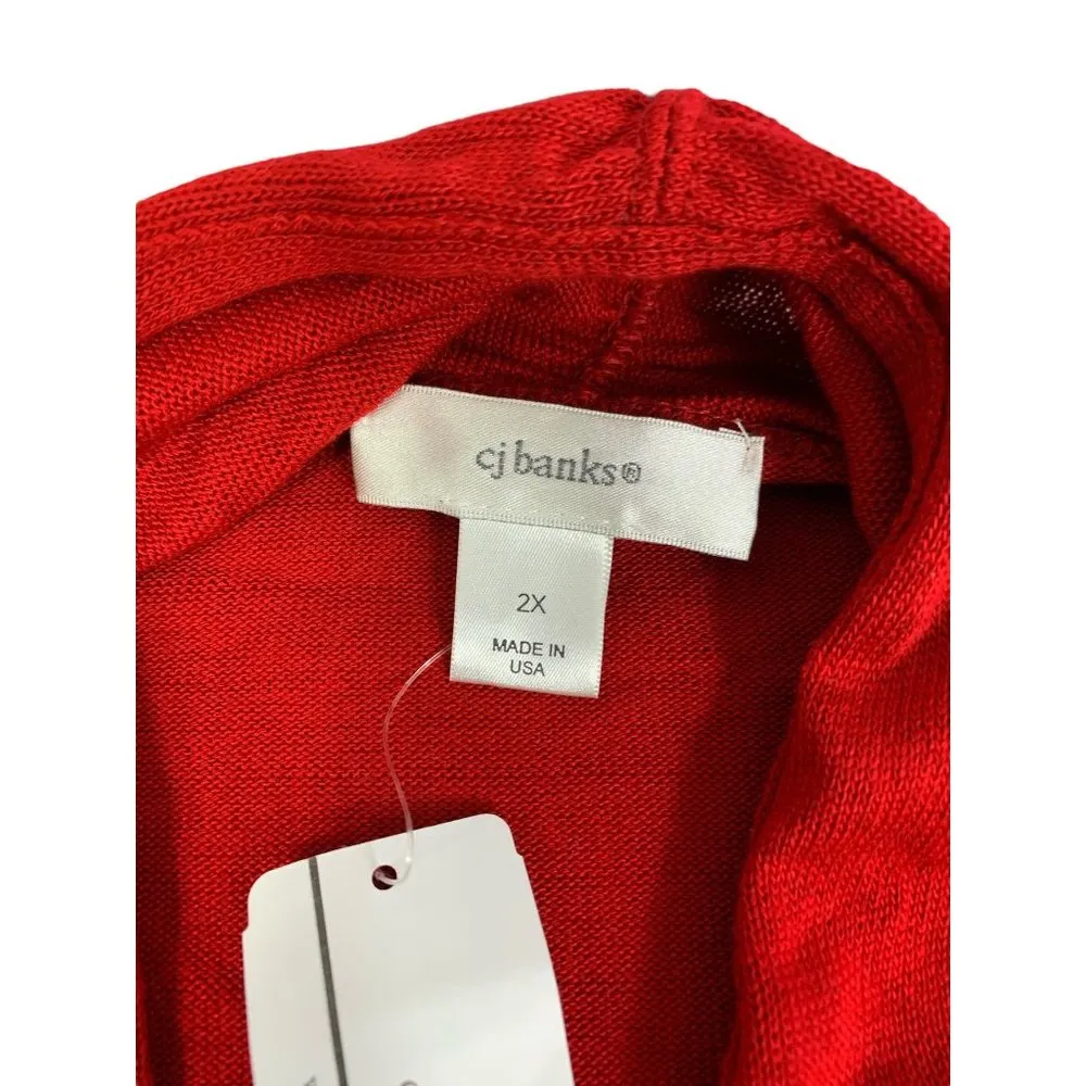 CJ Banks Women's Cherry Red Cardigan - Image 3