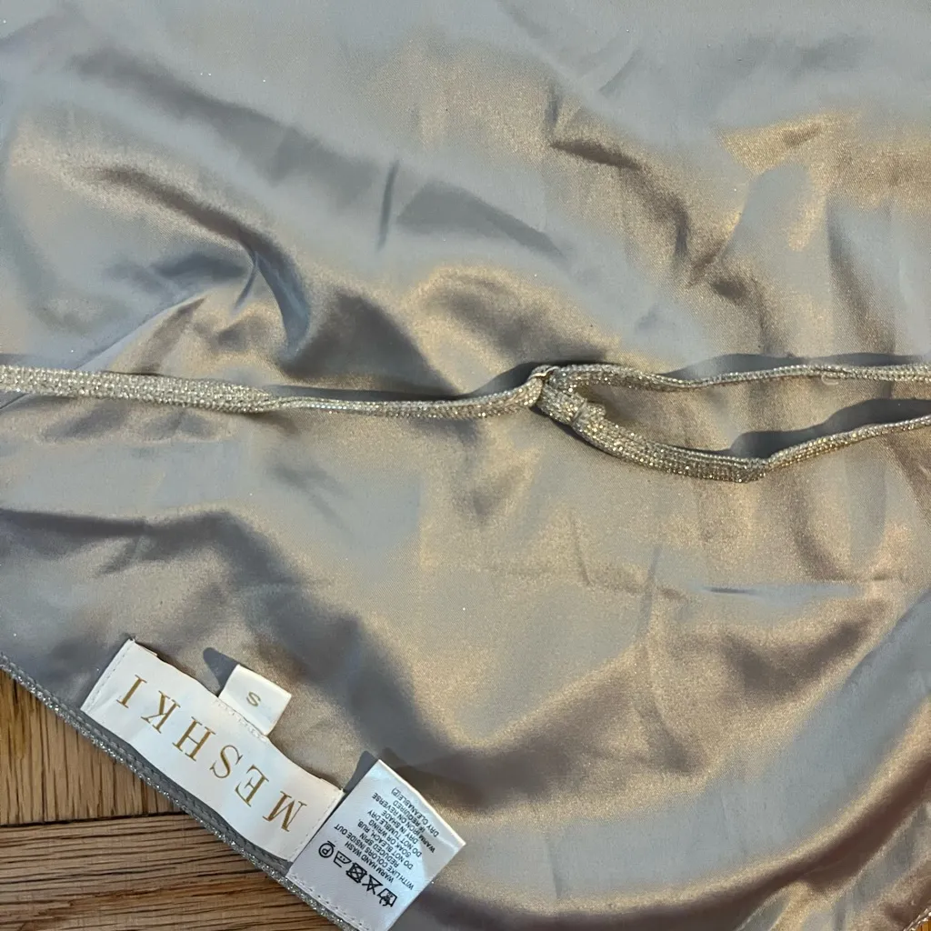 Meshki Shea Glitter Hanky Crop Top Silver - Image 3