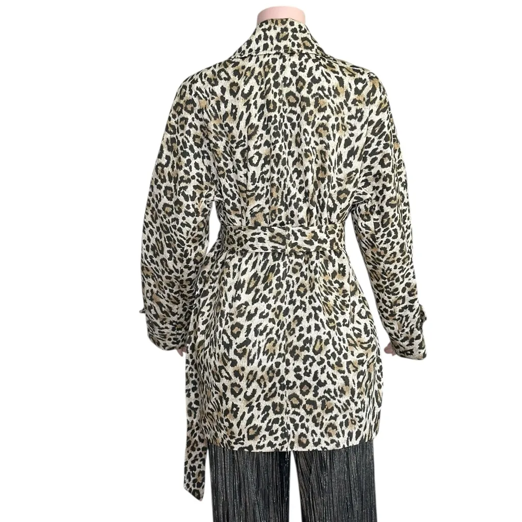 J.CREW Leopard Short Trench Coat, Brown, Small - Image 11