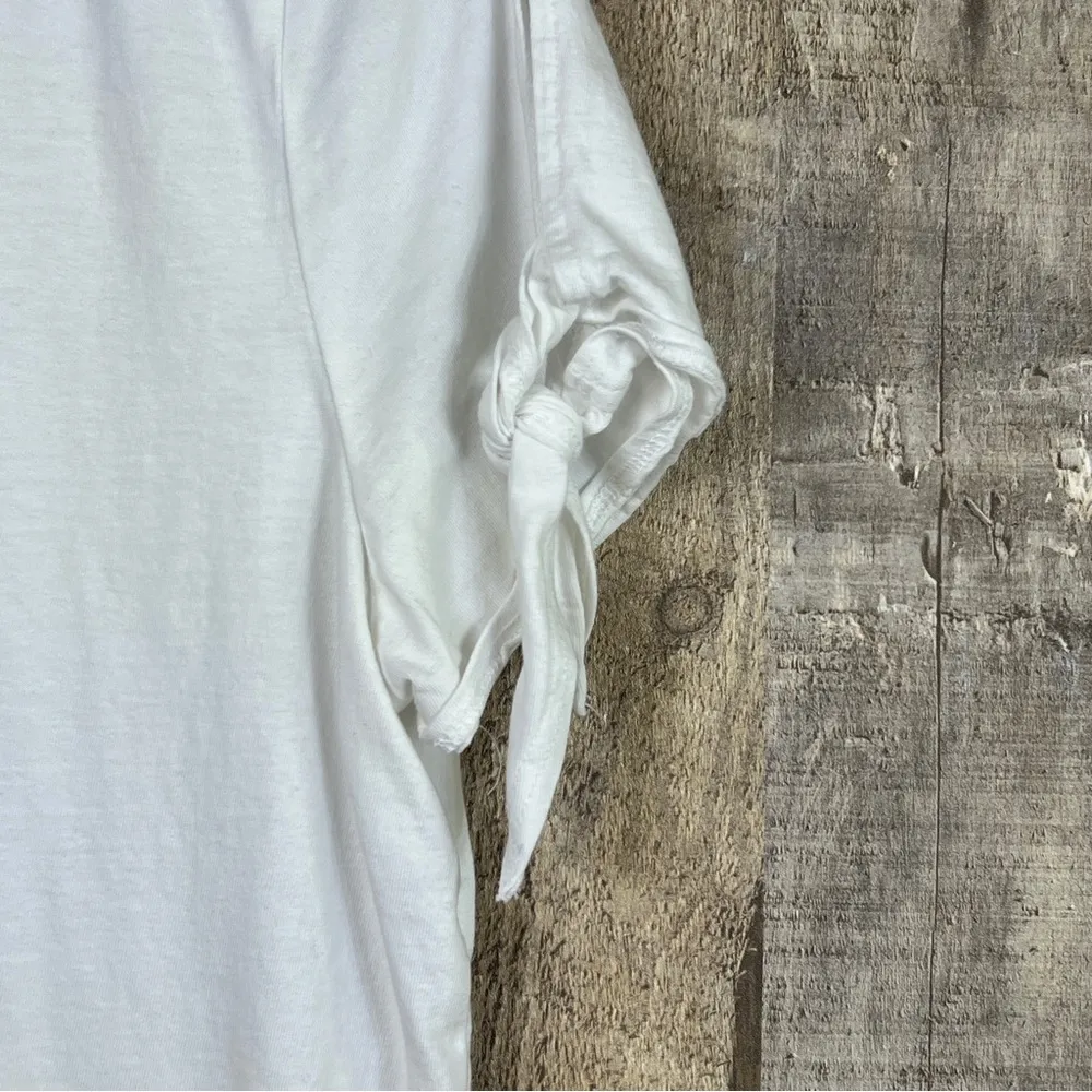 Nautica Large White Short Sleeve Crewneck Top with Ties on the Sleeves - Image 4