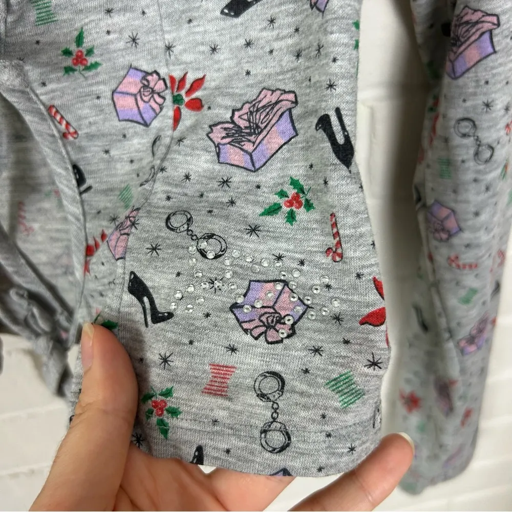 Savage X Fenty Tis The Savage Long Sleeve Sleep Shirt Size S Gray - Image 7