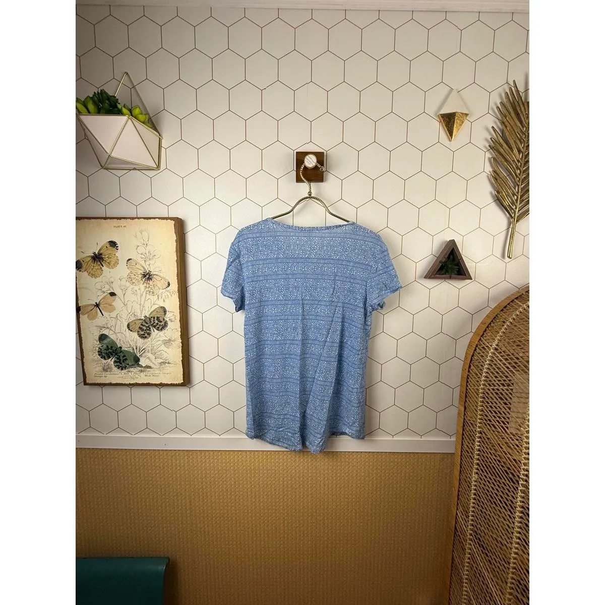 J. McLaughlin Medium Blue Mosaic Tee - Size - Small - Image 3