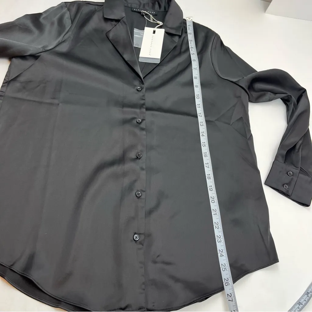 Endless‎ Rose 100% Polyester Long Sleeve Button Front Top Blouse XS Black NEW - Image 6