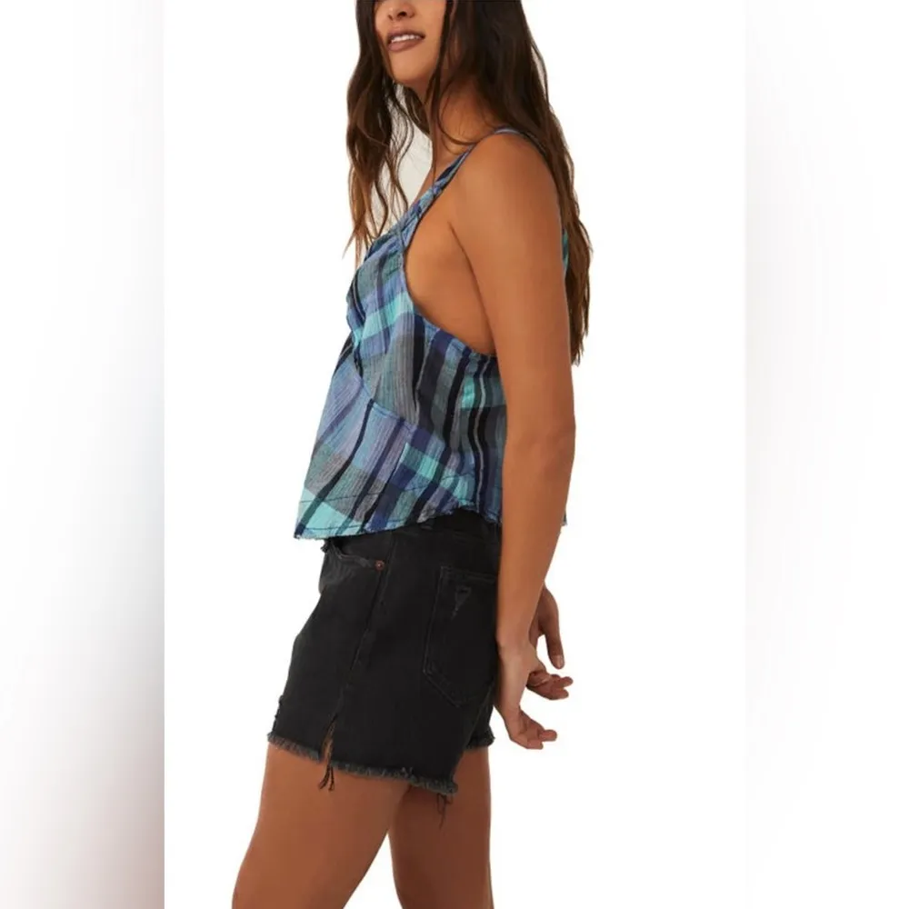 Free People We The Free Plaid Halter Top in Navy Combo - Image 6