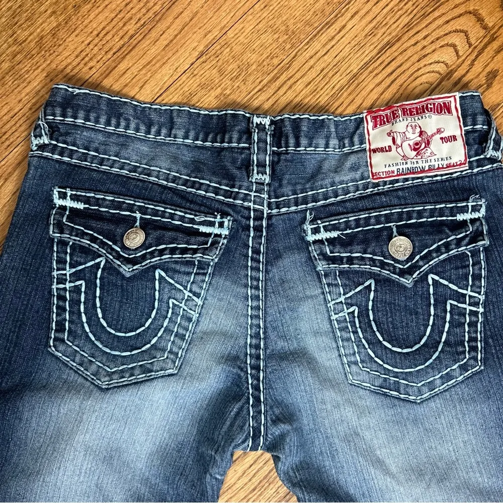 True Religion | Rainbow Billy Dark Pipeline Low Rise Denim Jeans Size 31 - Image 8