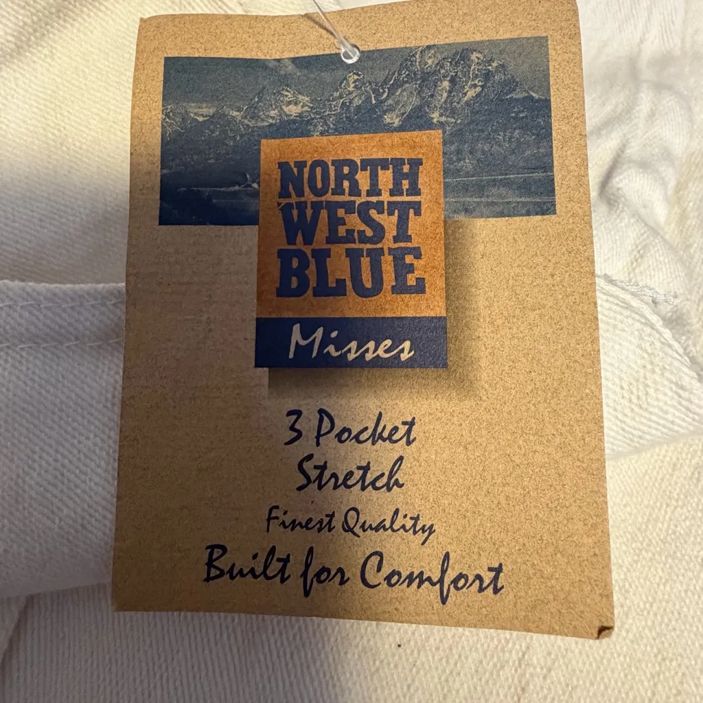 Vintage North West Blue 3 pocket stretch jeans Made in USA size 8 off white NOS - Image 8