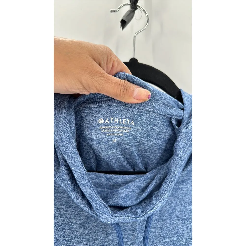 Athleta uptempo Hoodie blue side slit hi lo athletic athleisure size M loose fit - Image 3