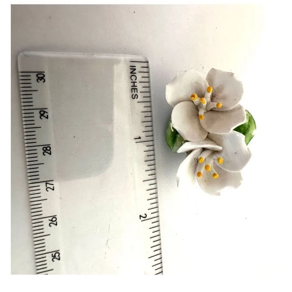 Vintage Denton China apple blossom pin White - Image 3