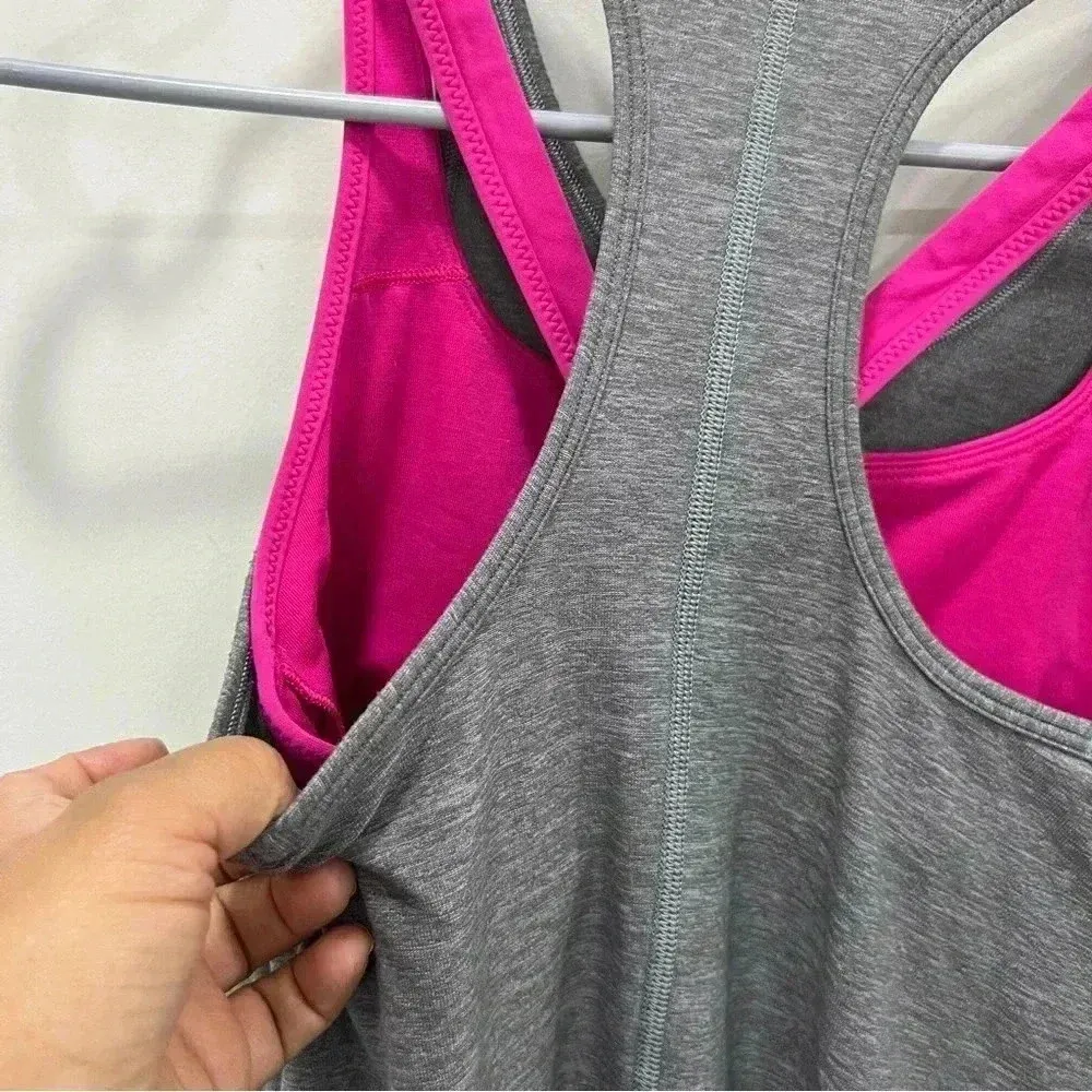 Lululemon Inspiration Tank II Heathered Slate/Jeweled Magenta Size 6 - Image 4