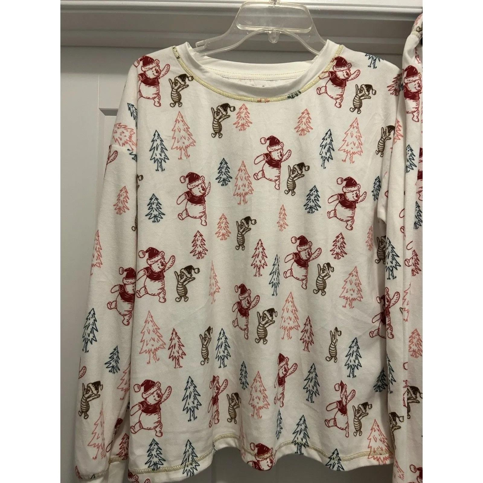 Disney Winnie The Pooh Holiday Christmas Pajama Set Top & Pants Medium Knit Cozy - Image 3