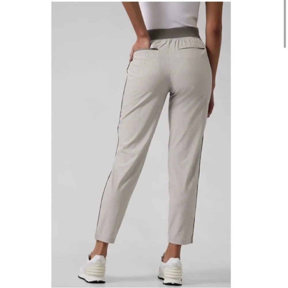 Athleta Brooklyn Textured Ankle Pant City Stripe Black/Sea Grey Size 14P - Image 3