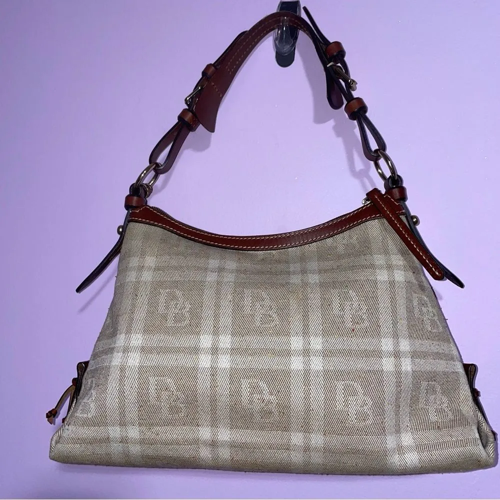 Dooney & Bourke East West Slouch Small Hobo Shoulder Bag Logo Y2K Plaid Vintage - Image 7