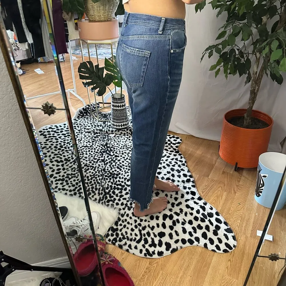 We The Free Distressed Cropped Denim Frayed Hem Jeans Blue Size 29 - Image 8