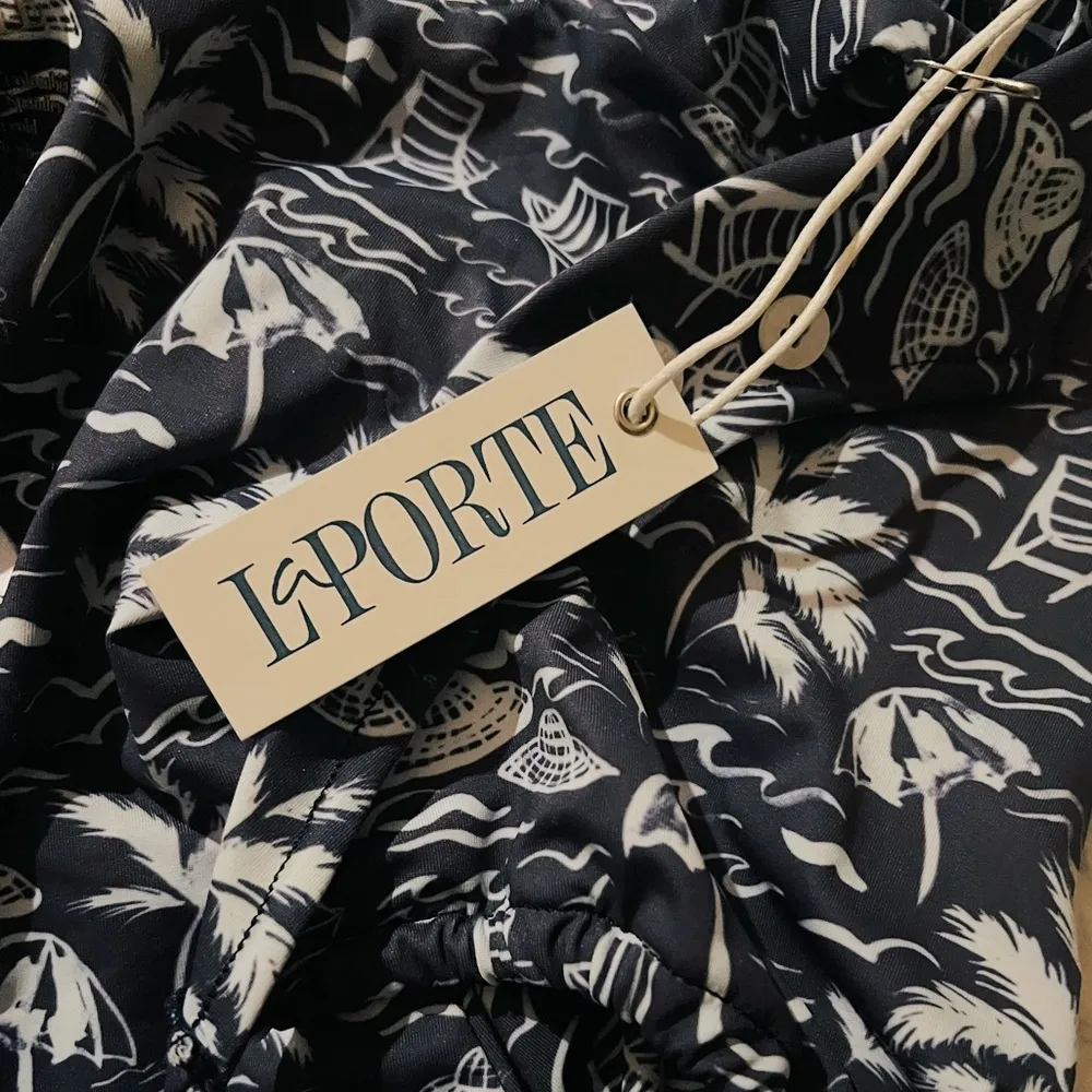 La Porte Bikini Top Beach Toile Print Sailor Size Medium NWT Blue - Image 6