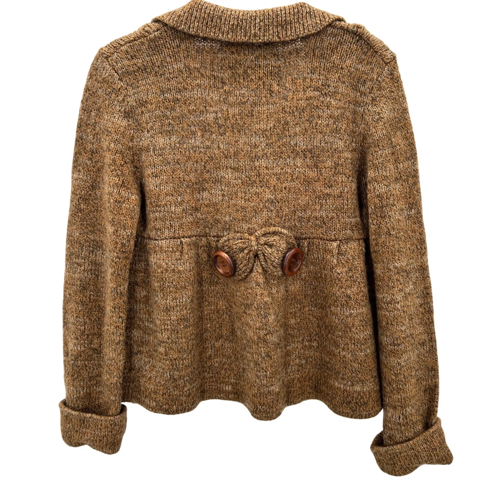 Kenji Women's Wool Blend Brown Marled Knit Button Cardigan Sweater Jacket Size L Size L - Image 2