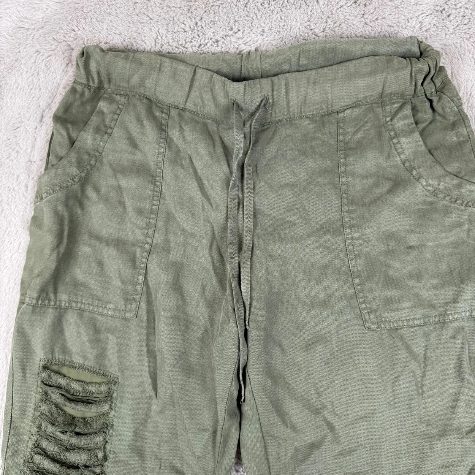 NWT On the Road Distressed Joggers Olive Green Casual Pants Comfy Size M - Image 7
