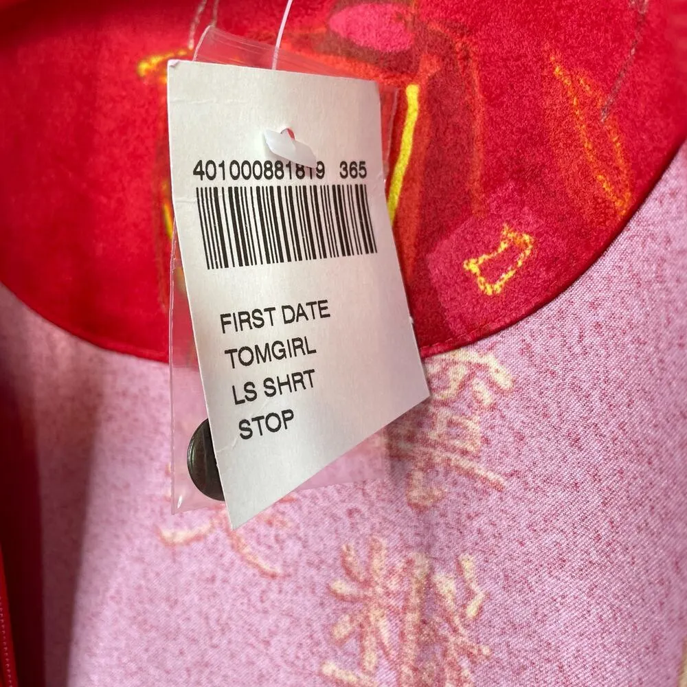 Chicos Faux Suede Red Asian Zip Up Long Sleeve Shirt Jacket Womens 2 L 12 New - Image 10