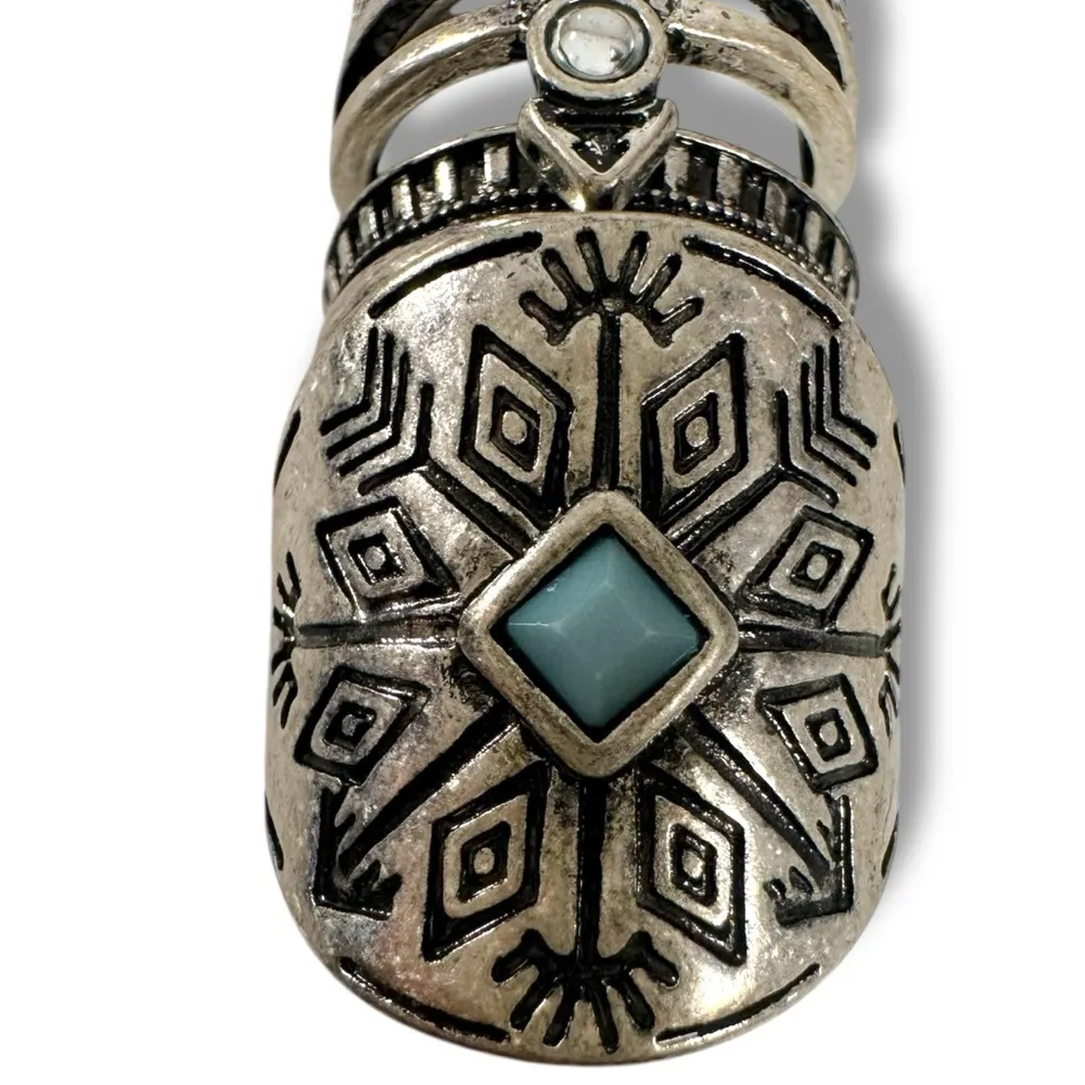 Free People Count Your Lucky Stars Ring Set in Silver Blue Western Bohemian NWT - Image 3