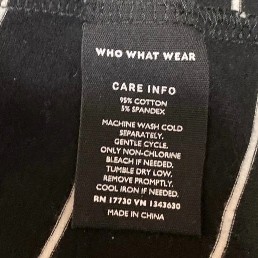 Who What Wear Black White Striped Short Sleeve Crew Neck T Shirt Tee Top Size XL - Image 4