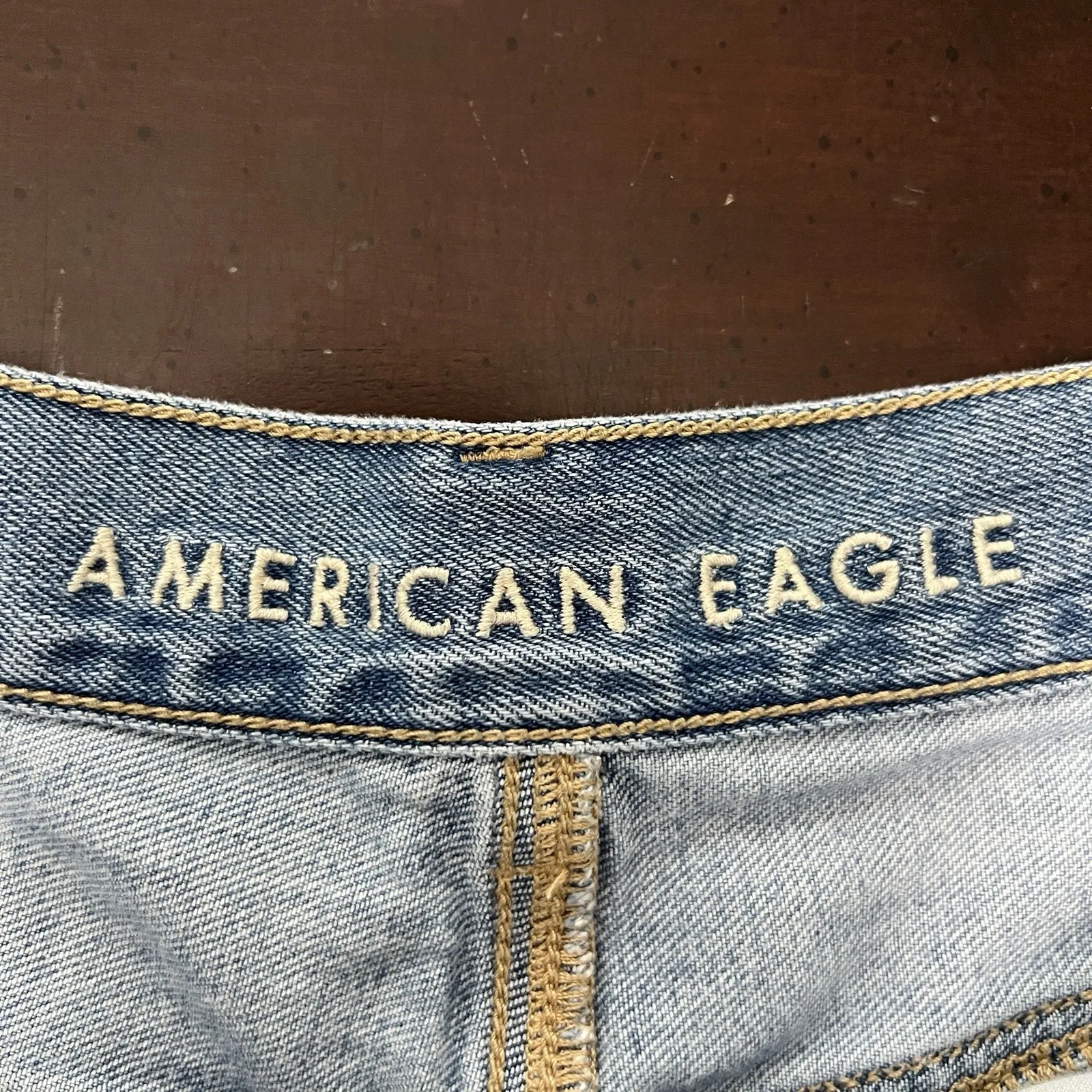 American Eagle Mom Jeans Women's 8 Short Distressed High Rise Straight Leg Blue Size 8P - Image 9
