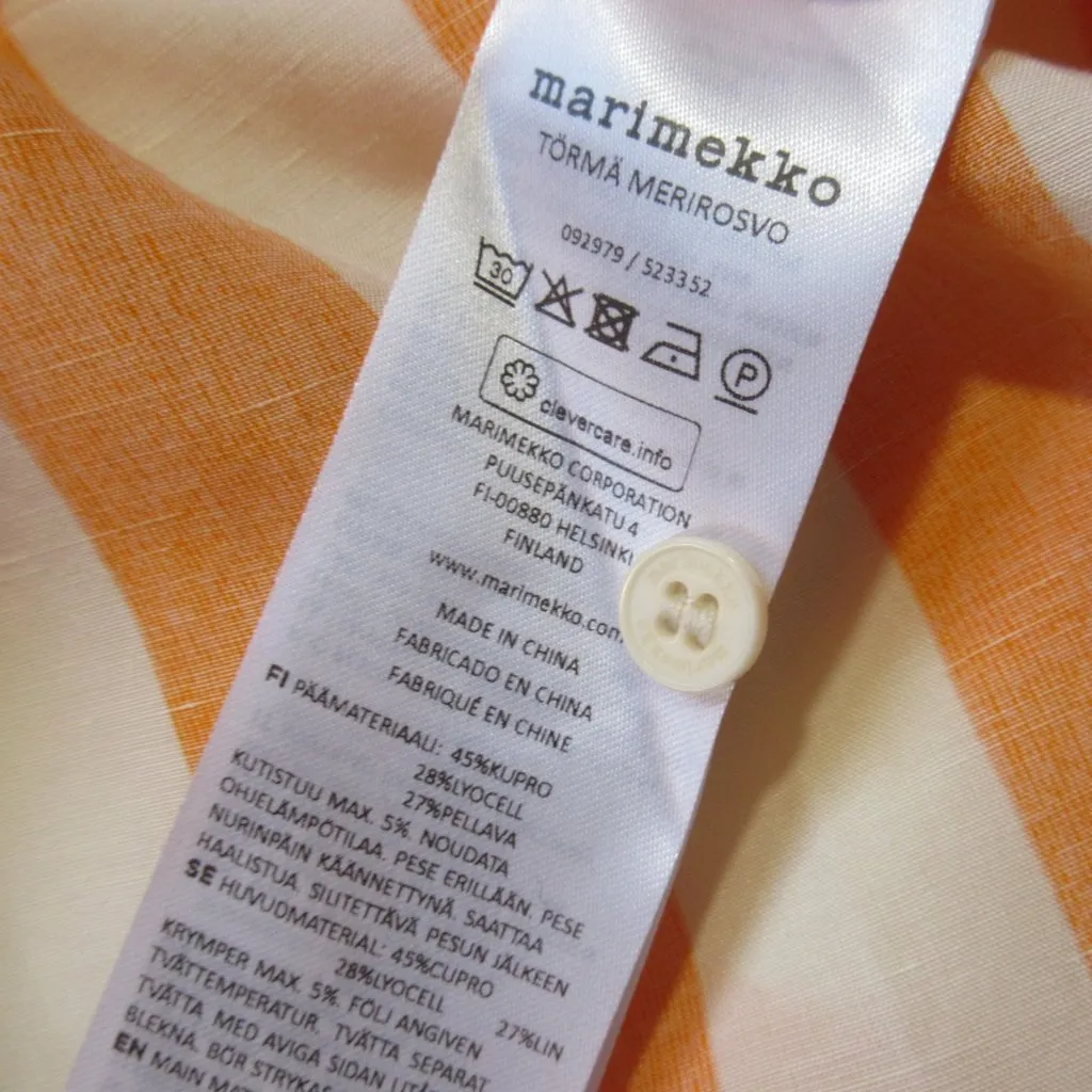 NWT marimekko Torma Merirosvo Paitapusero in Mix Stripe Oversized Shirt 42 / 12 Orange - Image 7