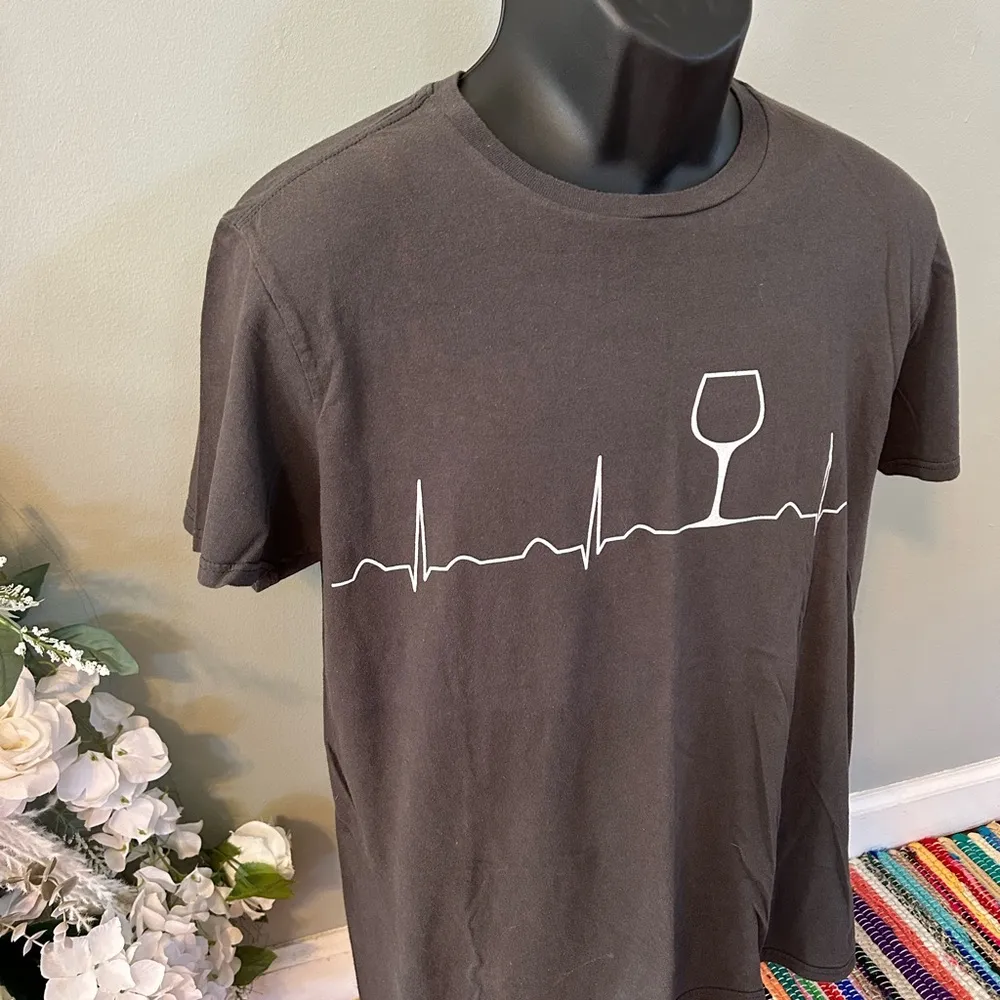 Wine Lovers Heartbeat Tee Shirt Sommelier Wino Connoisseur Black Medium - Image 4