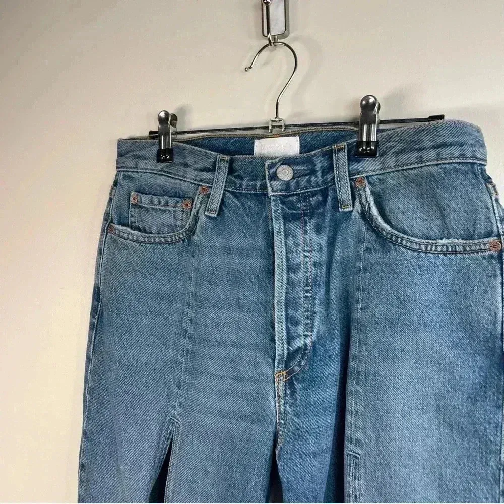 Boyish Medium Wash The Quincy Split Cropped Straight Leg Jean - Image 4