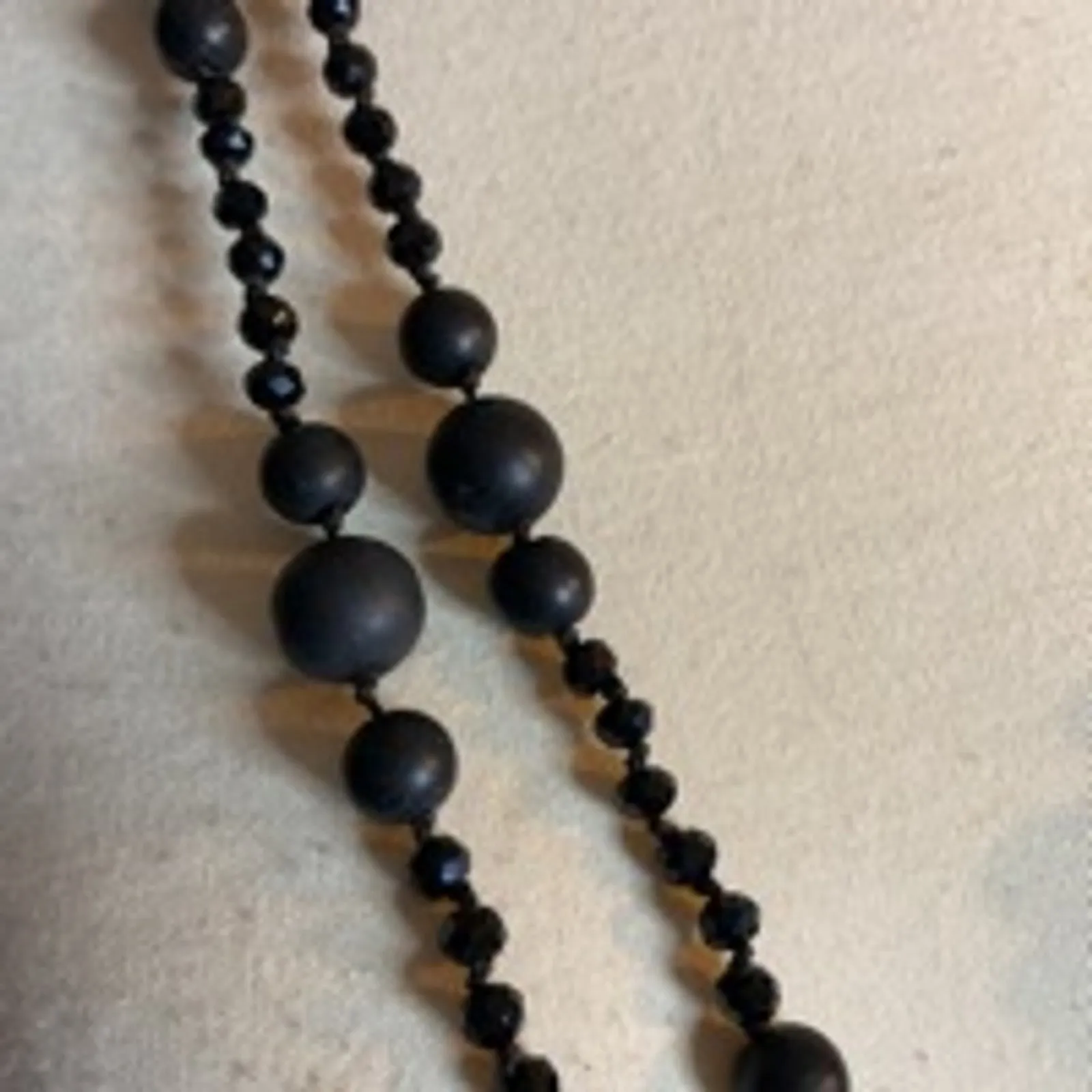 Vintage Black Multi-Layer Beaded Necklace Statement Jewelry - Image 3