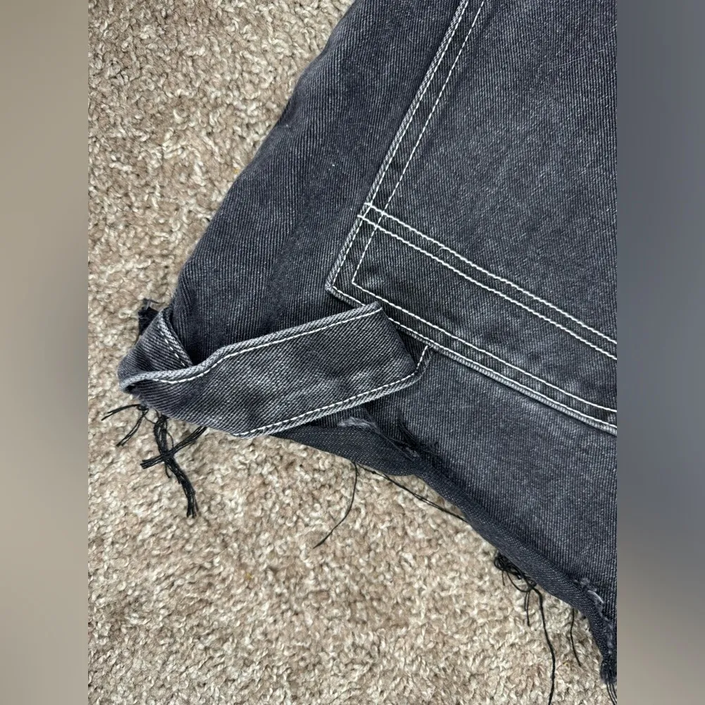 John Galt Brandy Melville Black Distressed Denim Shorts - Image 7