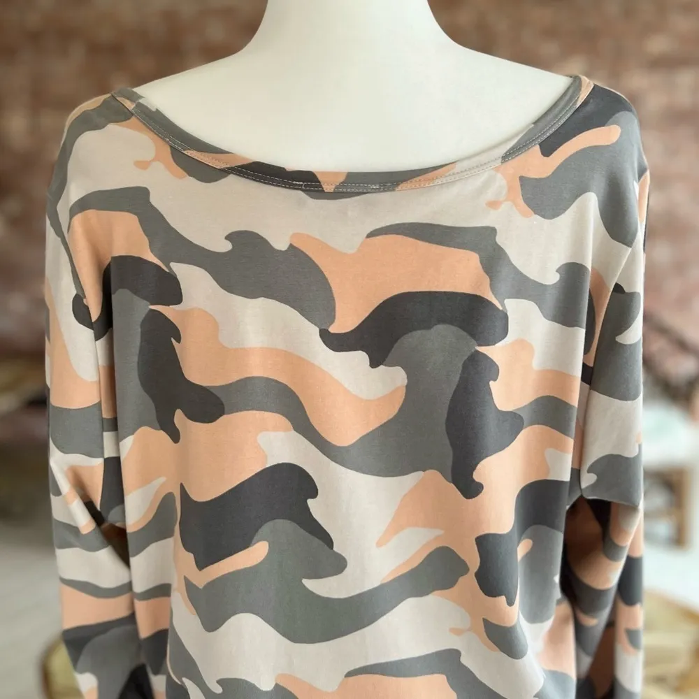 Venus Dress Camo Ruched Bodycon Long Sleeve Grey 2X Party Brunch Date Night Chic - Image 10