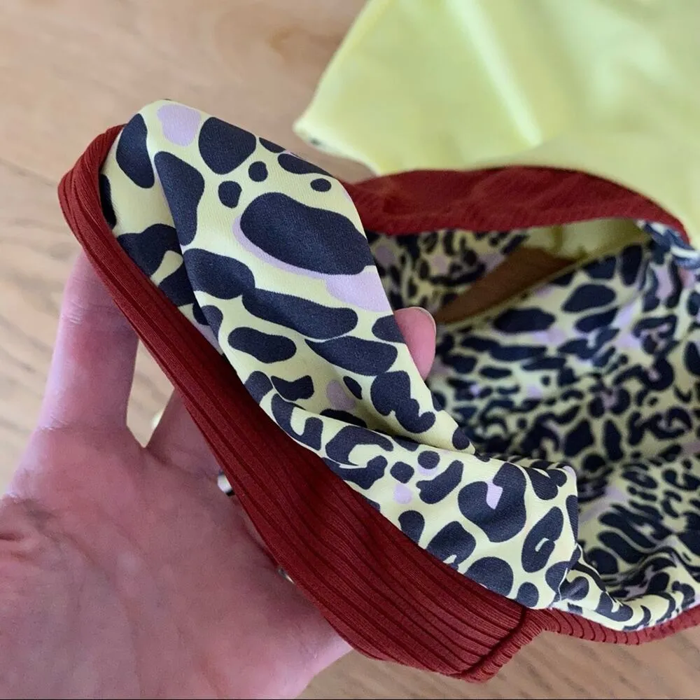 Reversible One Shoulder High Leg Bikini In Leopard Multi and Color Block - Image 4