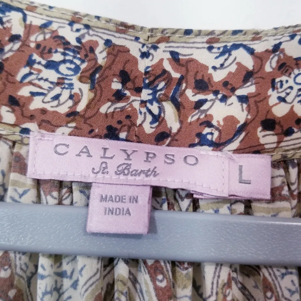 CALYPSO St. Bart Women's Paisley Tasseled Jumpsuit Silk Blend Sleeveless - Image 3