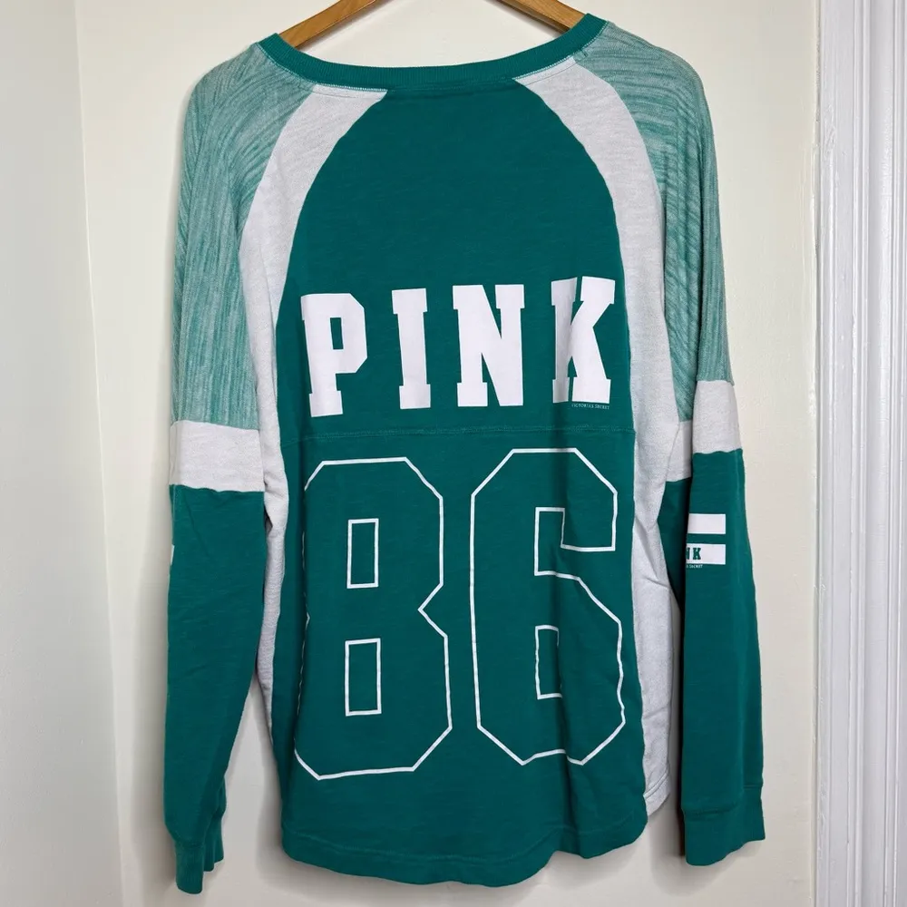 Pink Victoria’s Secret Jersey Top Women’s Size Large 86 On Back Has Flaws - Image 7