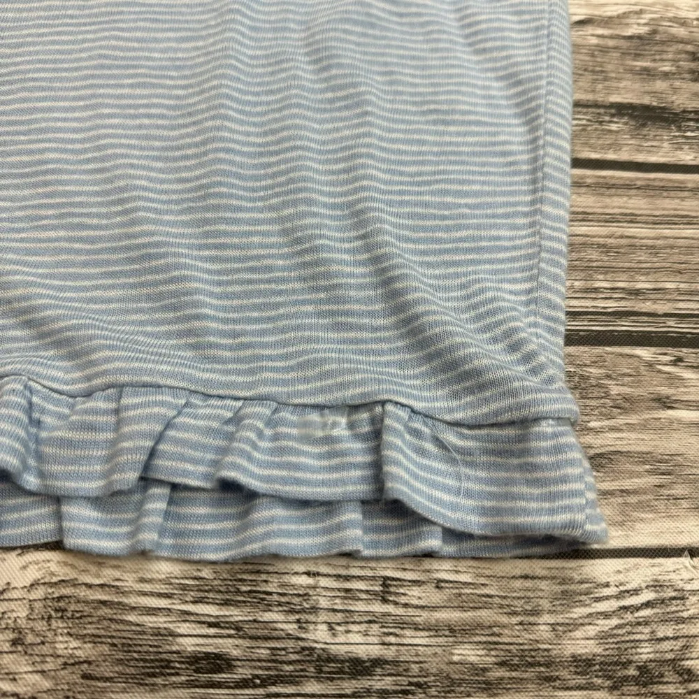 LOFT Women's Stripe Ruffle Soft Tee T Shirt Blouse Top M Med Medium Blue White - Image 8
