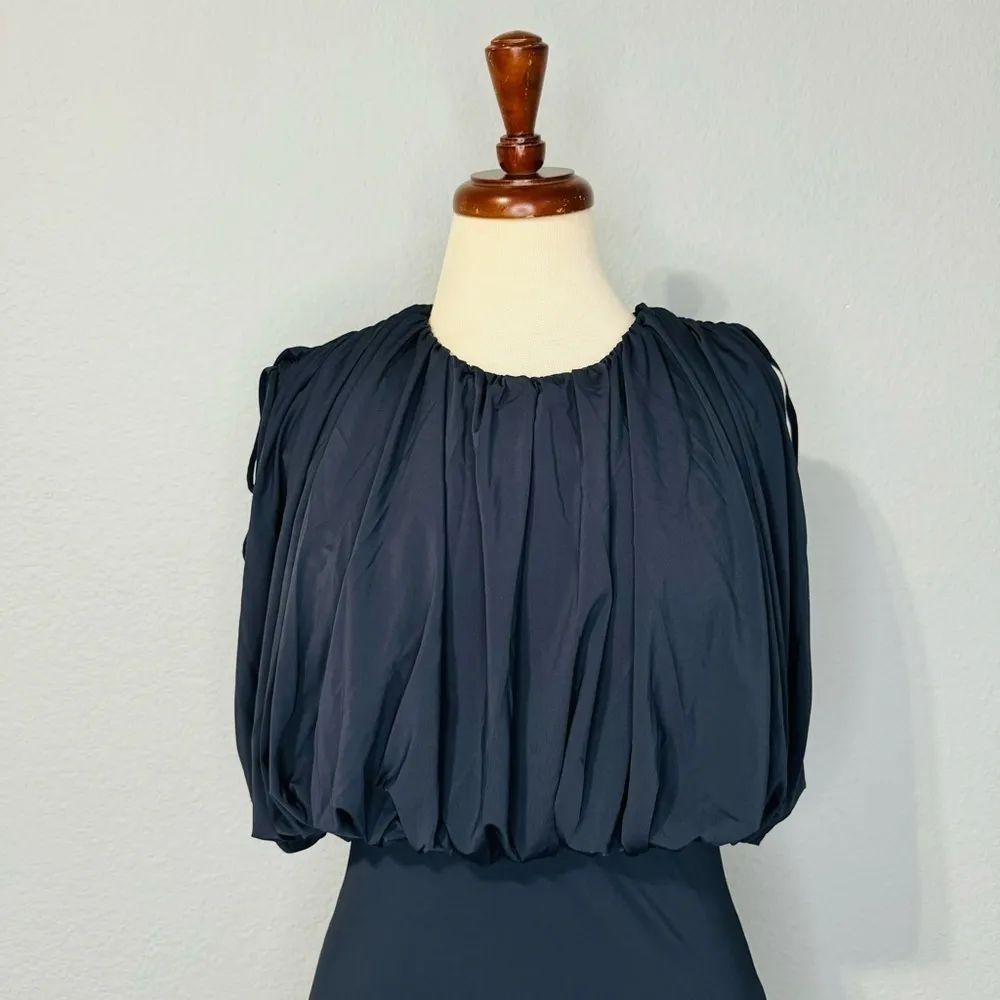 Zara New Black Sleeveless Draped Mini Balloon Casual Dress party Size M - Image 8