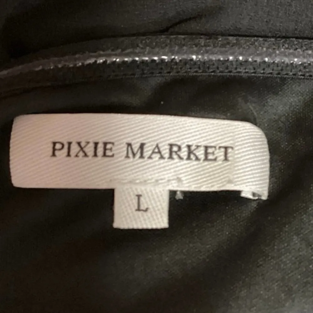 Pixie Market Women's Solid Ruched Black Strapless Flared Long Maxi Dress Size L Size L - Image 7