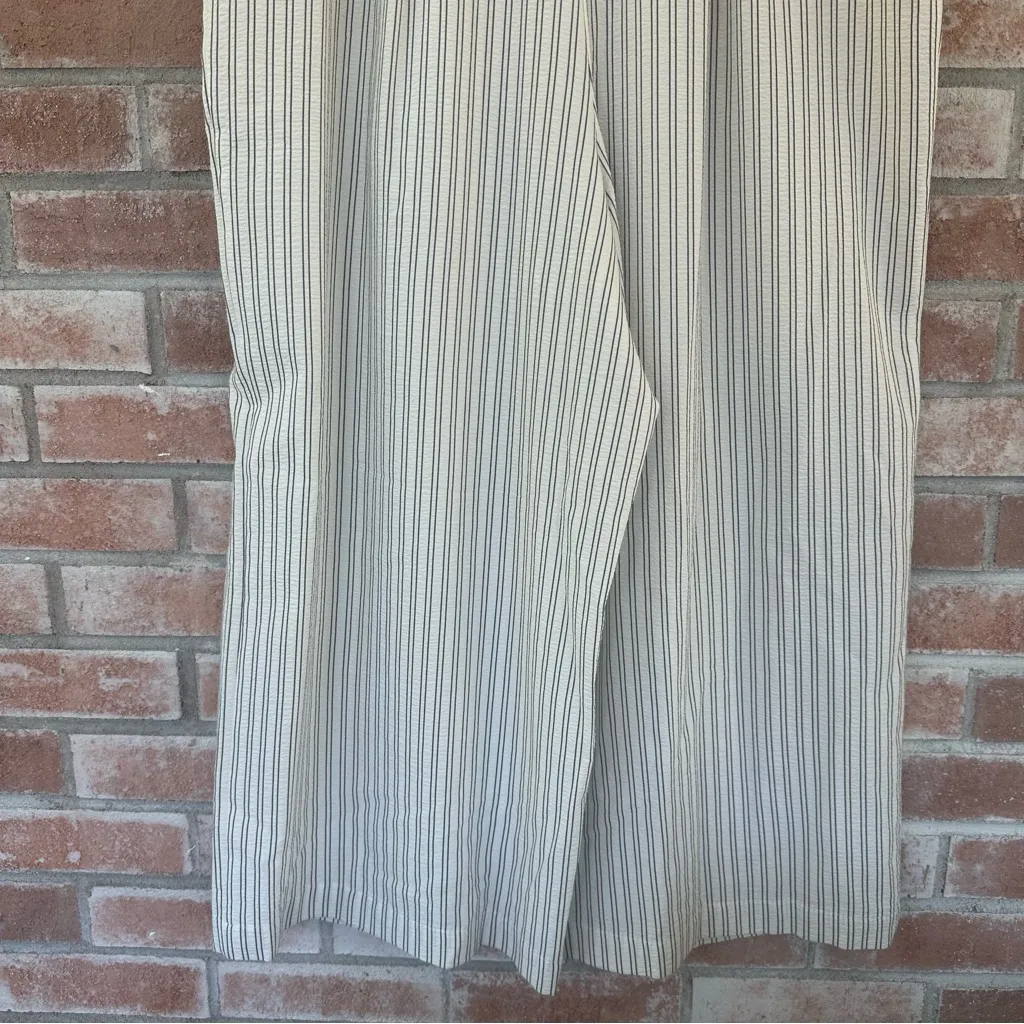 Calvin Klein Wide Leg Jumpsuit NEW Women’s 10 White Black Striped Belted - Image 8