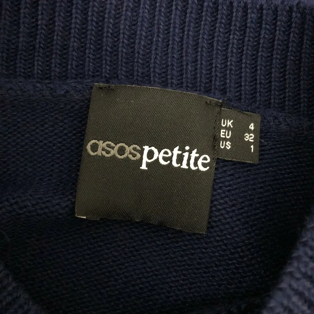Asos Petite Womens Sweater Crew Neck Knit Navy Blue Gray Size 1 - Image 3